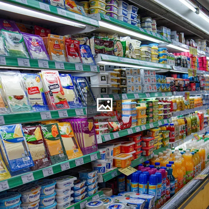 Dairy Products Aisle in Supermarket