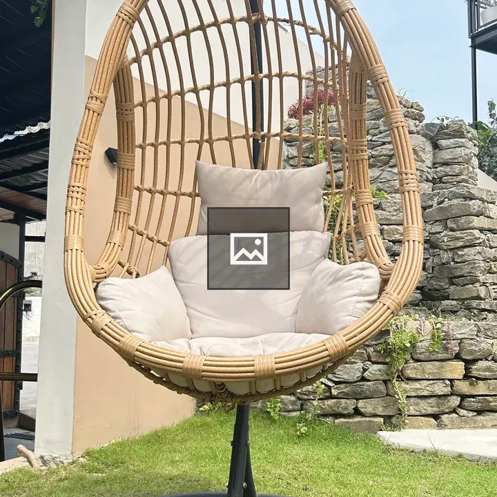 Outdoor hanging rattan egg chair