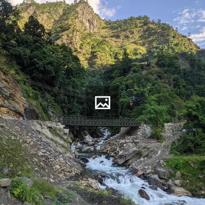Green hills and river scene