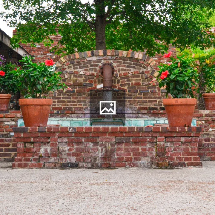 Mexican-style brick fountain