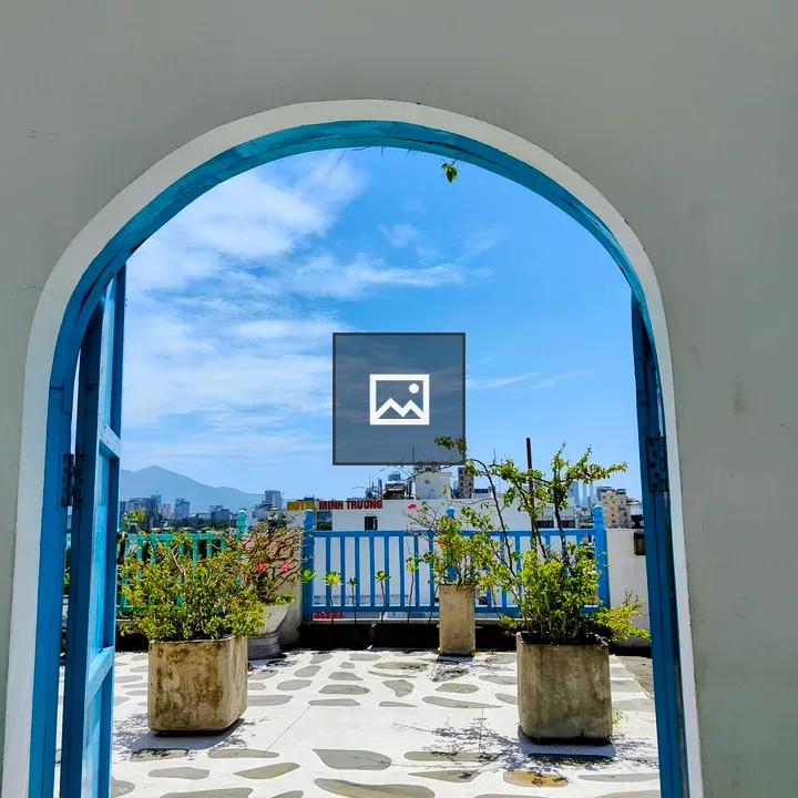 Blue arched doorway view in Da Nang