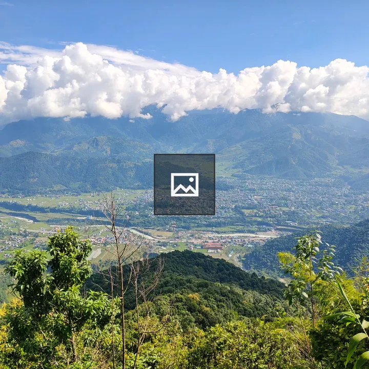 Panoramic mountain valley view