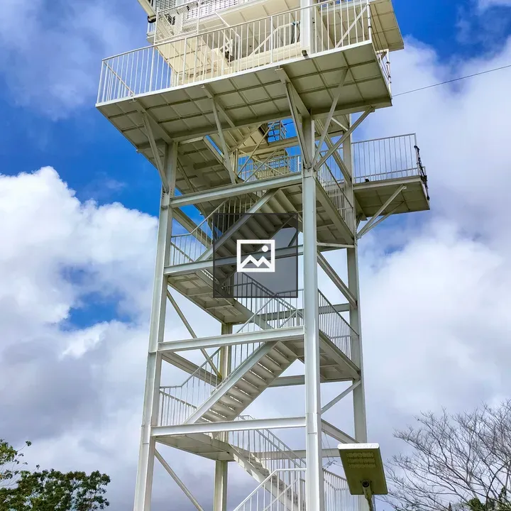 White observation tower with spiral stairs