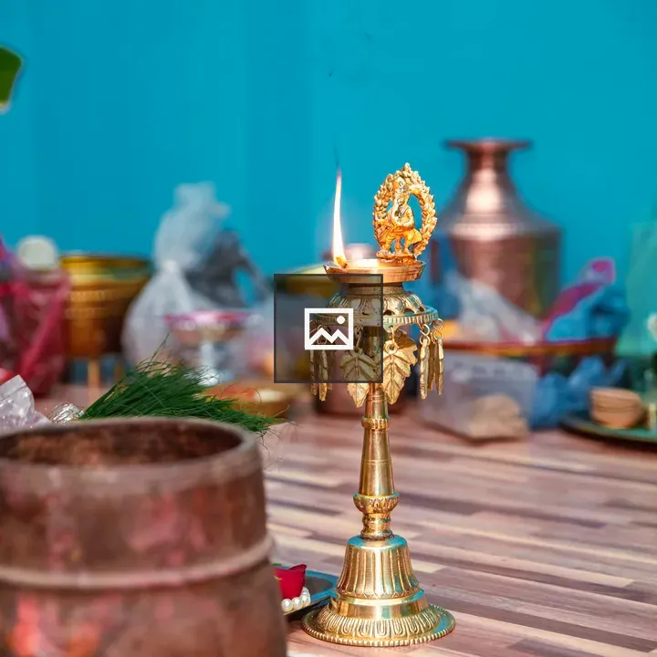 Brass Oil Lamp with Flame