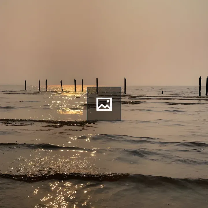 Seascape with Posts at Sunset