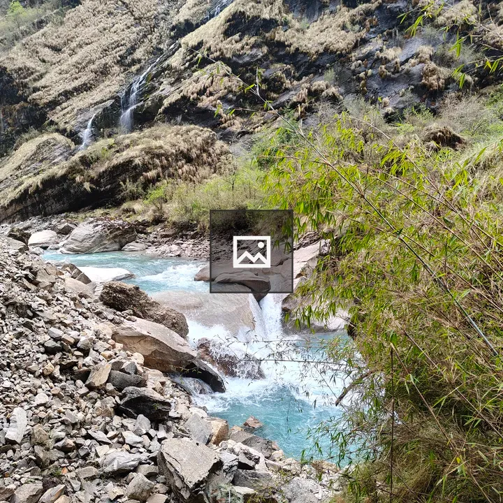 Mountain landscape with waterfall
