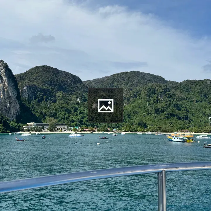 Panorama of tropical bay from boat