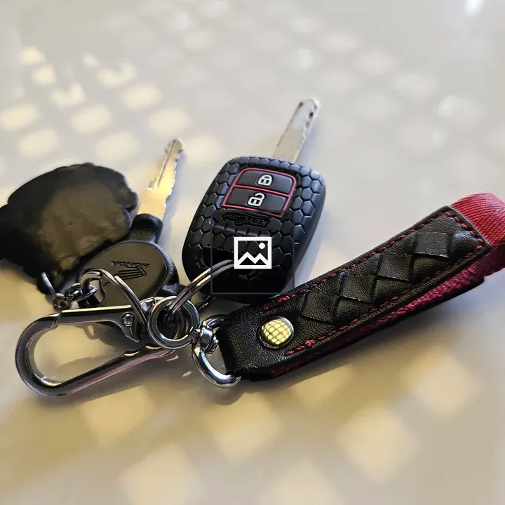 Keychain with Keys on White Table