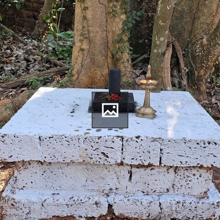 Outdoor shrine with lingam and lamp