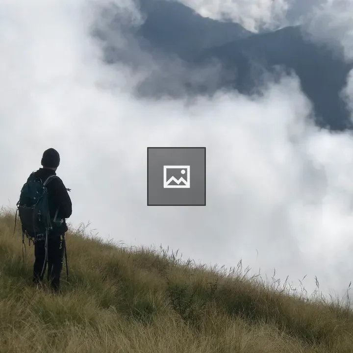 Trekker in Himalayas