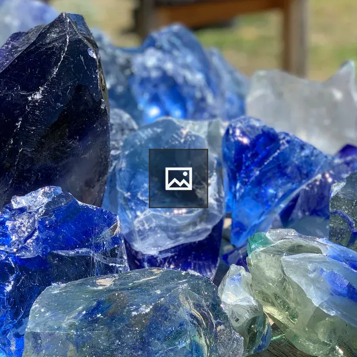Pile of blue glass chunks