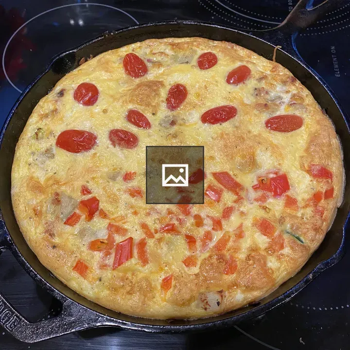 Vegetable frittata in cast-iron pan