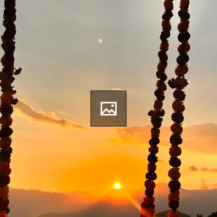 Sunset with Flower Garlands Silhouette