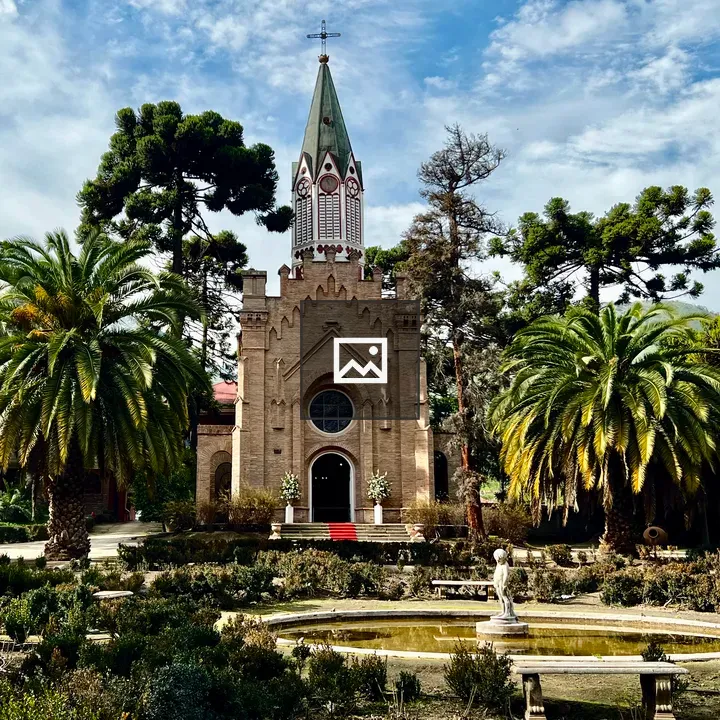 Historic church with green roof in Santiago