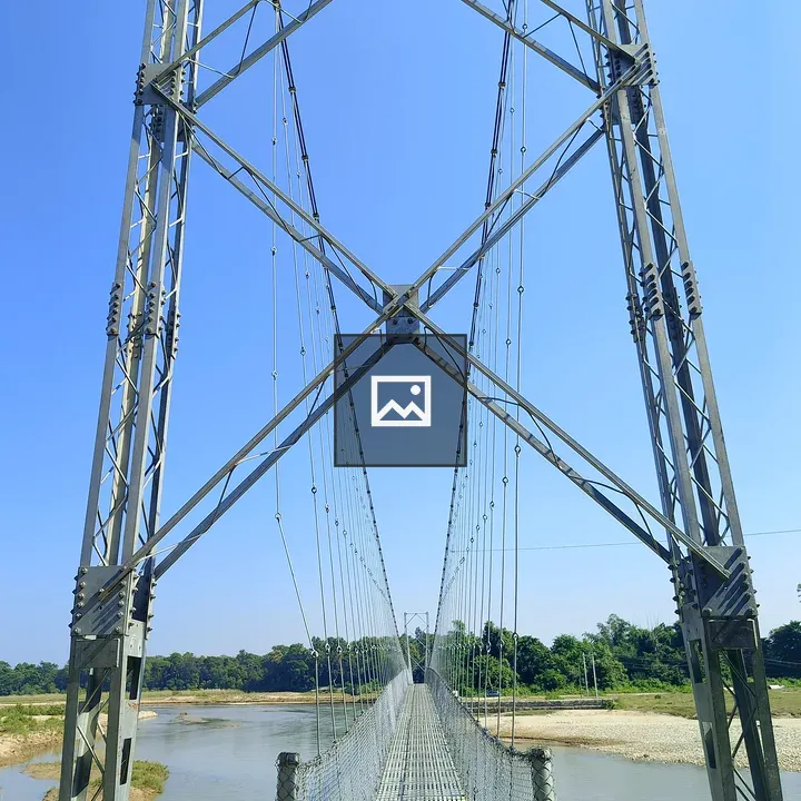 Suspension bridge from low angle