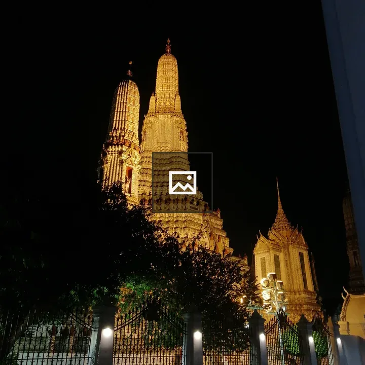 Temple Illuminated at Night
