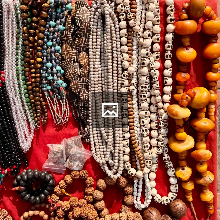 Beaded Necklaces on Red Cloth