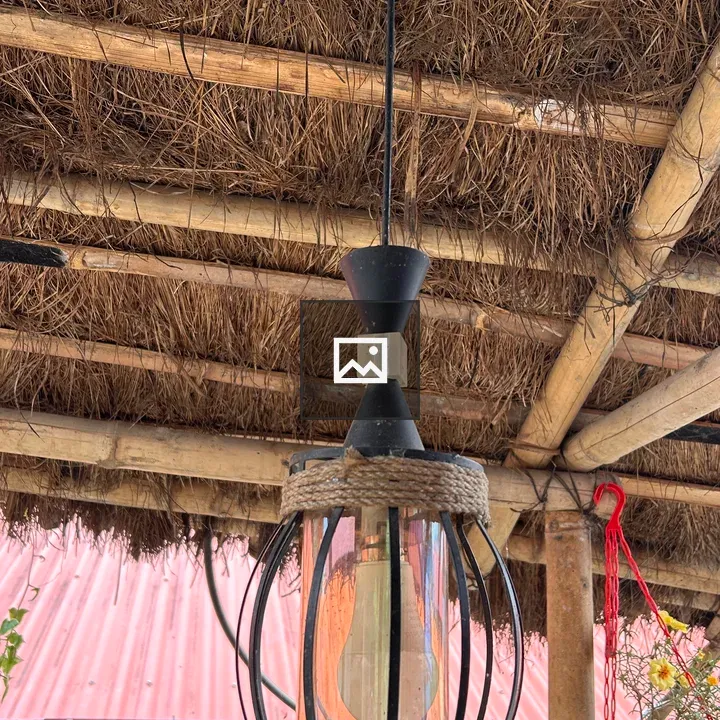 Hanging lantern with glass bulb