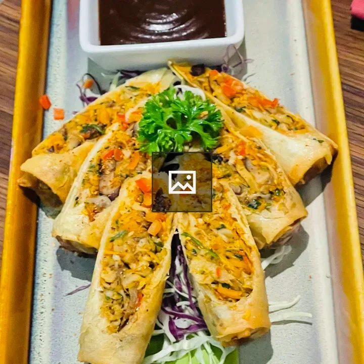 Spring rolls on a tray