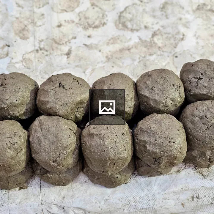 Clay balls on mud from the Ganga