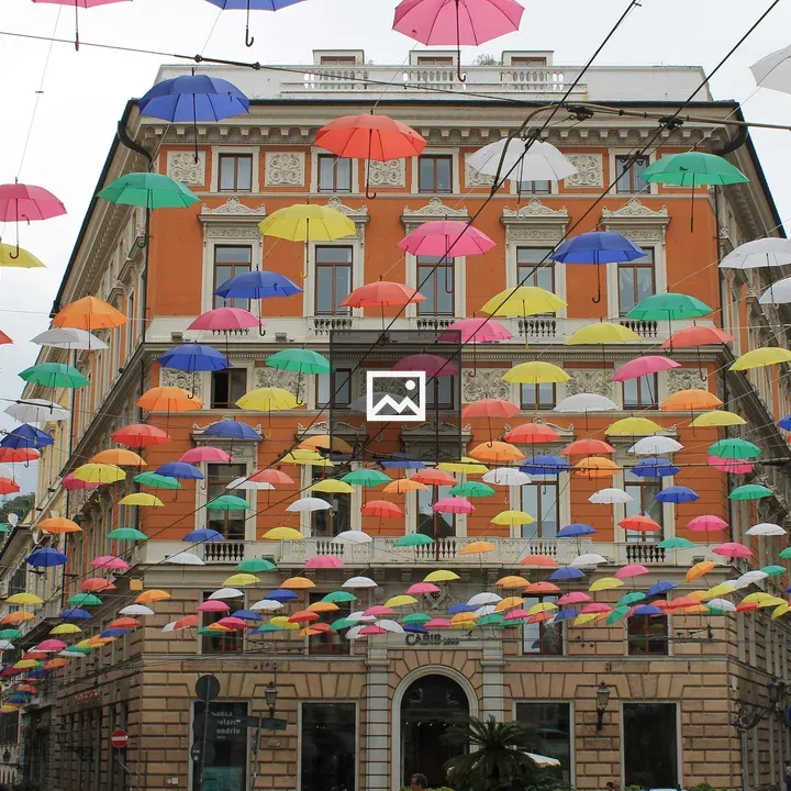 Hanging umbrellas in Genoa