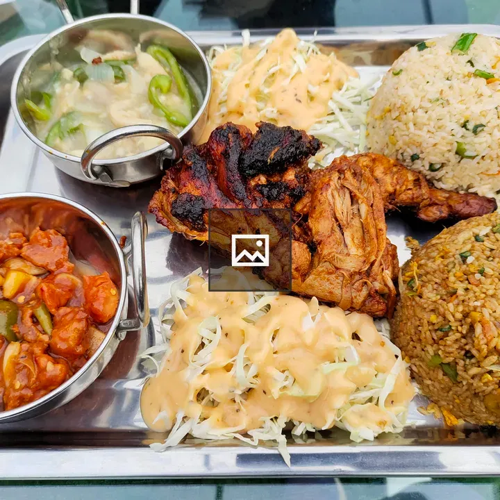 Rice, vegetable, and chicken set menu