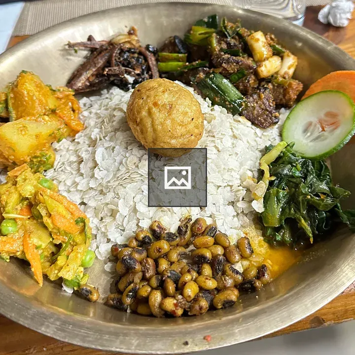 Newari Meal on Metal Plate