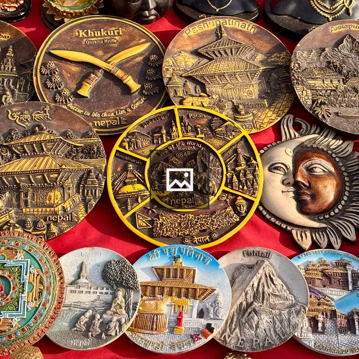 Metal plaques of Nepalese landmarks