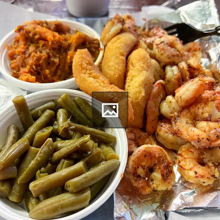 Grilled shrimp plate with sides