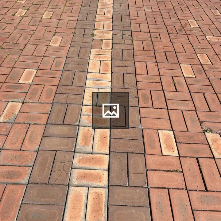 Patterned brick pavement close-up