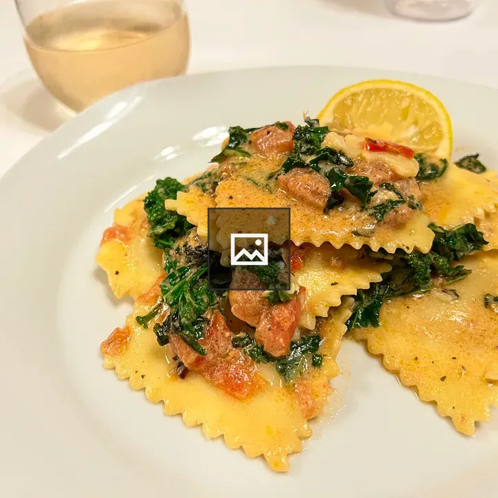 Ravioli with Kale and Tomatoes