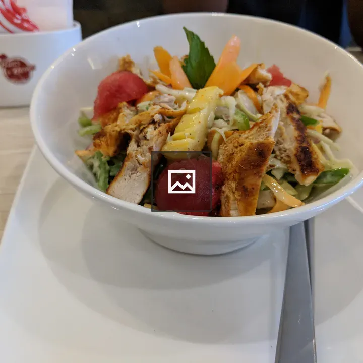 Salad Bowl with Chicken and Fruits