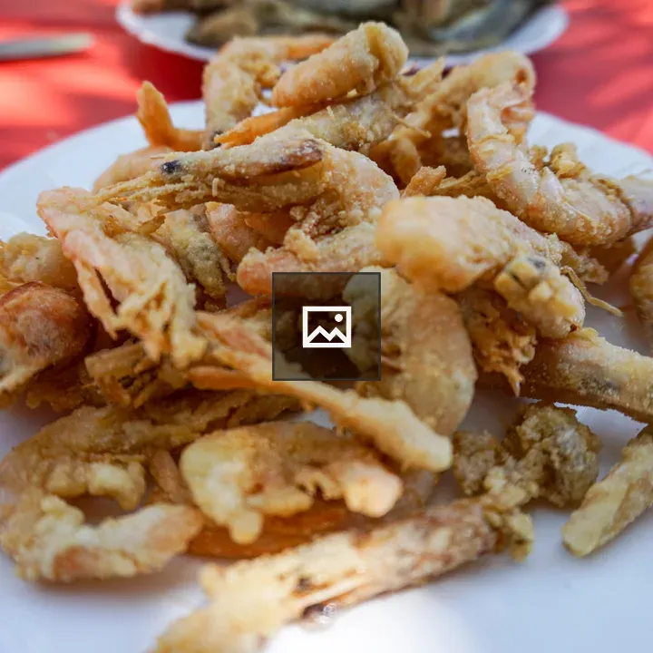 Plate of fried shrimp on white dish