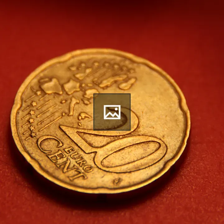 20 eurocent on red background