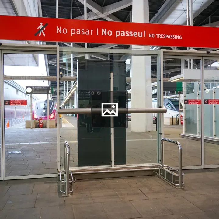 Glass door with No Trespassing sign