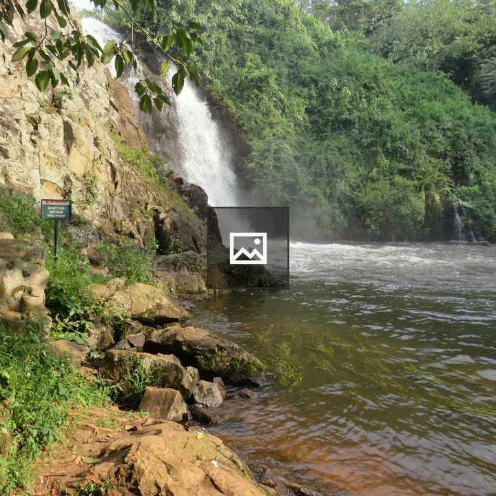 Waterfalls in Uganda with greenery