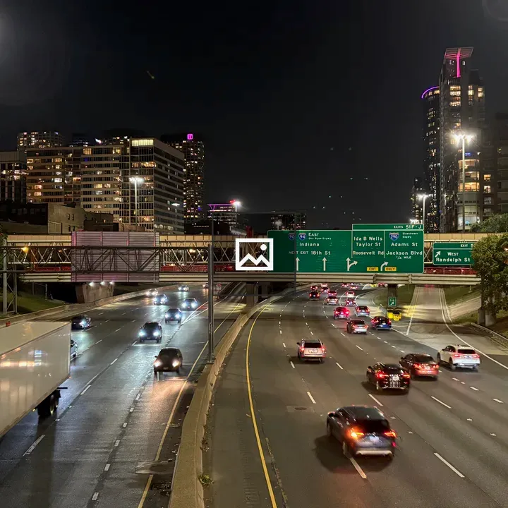 Night View of Chicago Freeways