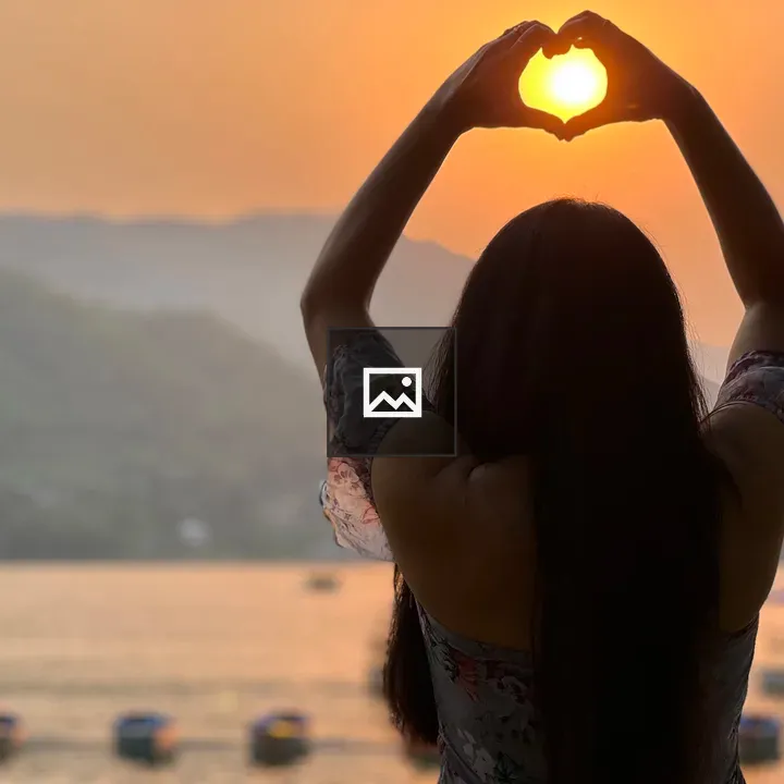 Silhouette with Heart-frame Sunset
