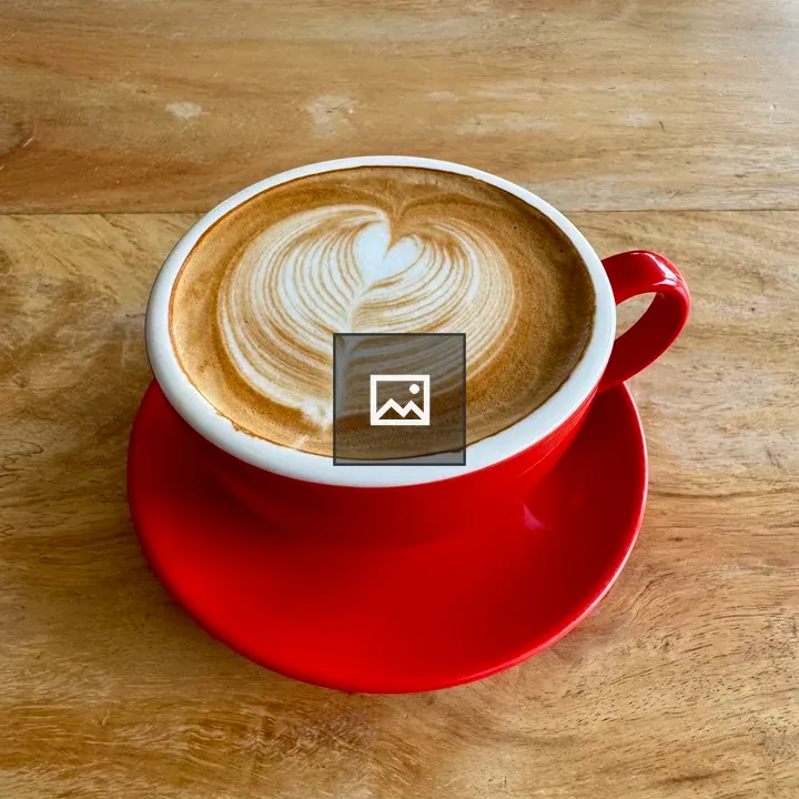 Overhead Red Mug with Cappuccino