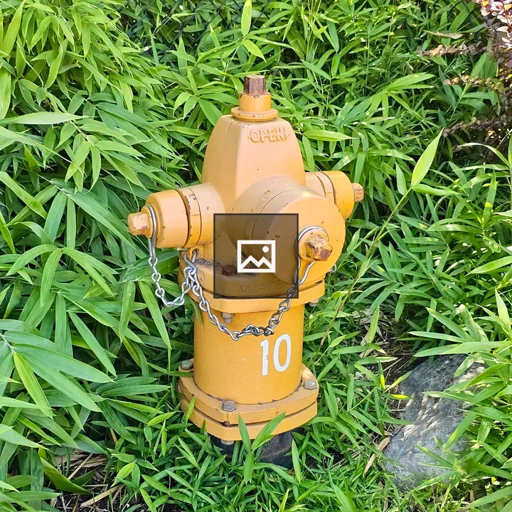 Yellow fire hydrant among bamboo