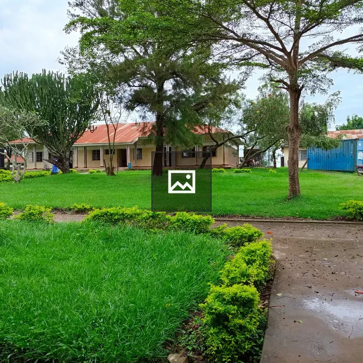 Landscaped Garden with Tiled-Roof Building