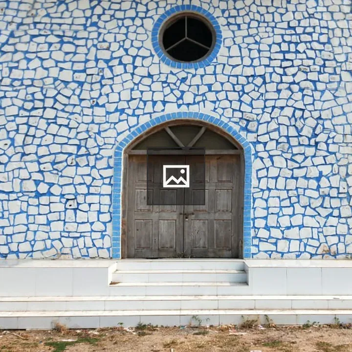 Facade with blue and white wall