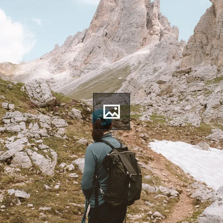 Person on Trail with Mountain Peak