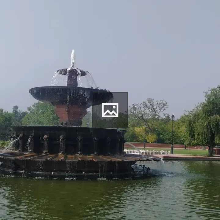 Fountain in a garden setting