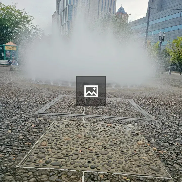Powerful fountain in plaza