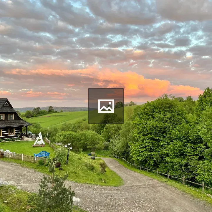 Sunset over countryside in Bieszczady