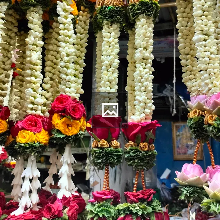 Hanging floral garlands with jasmine