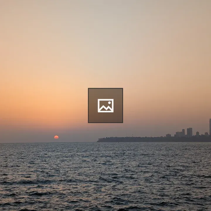 Sunset over the ocean with skyline
