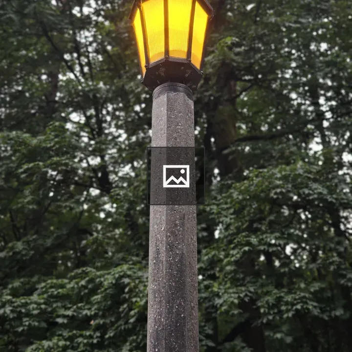 Glowing lantern lamp post