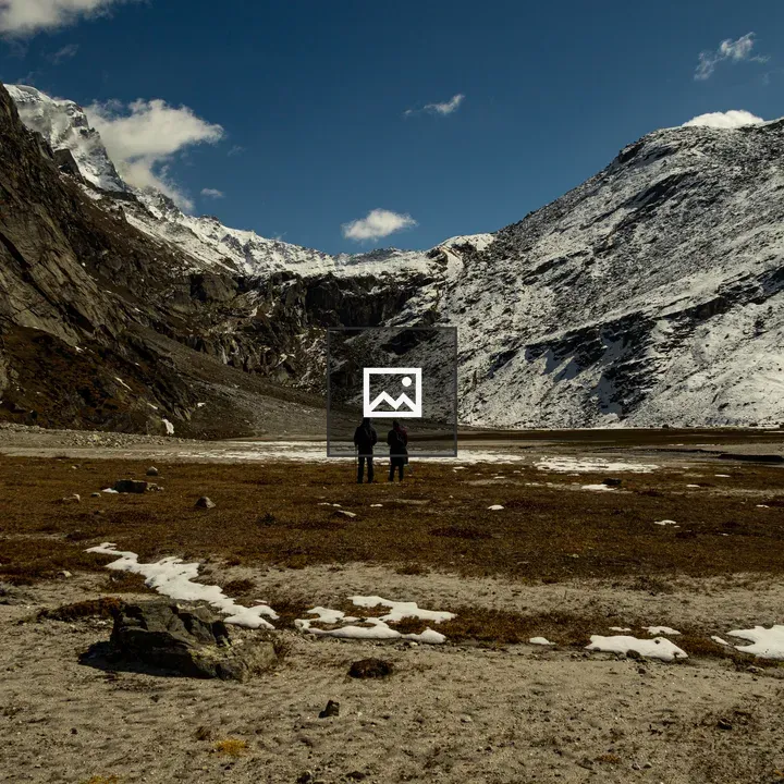 Himalayan landscape with two people